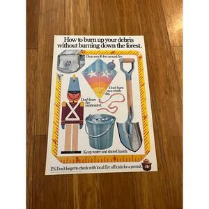 Vintage 1978 US Forest Fire Prevention Smokey Debris Ad Campaign Poster-NOS